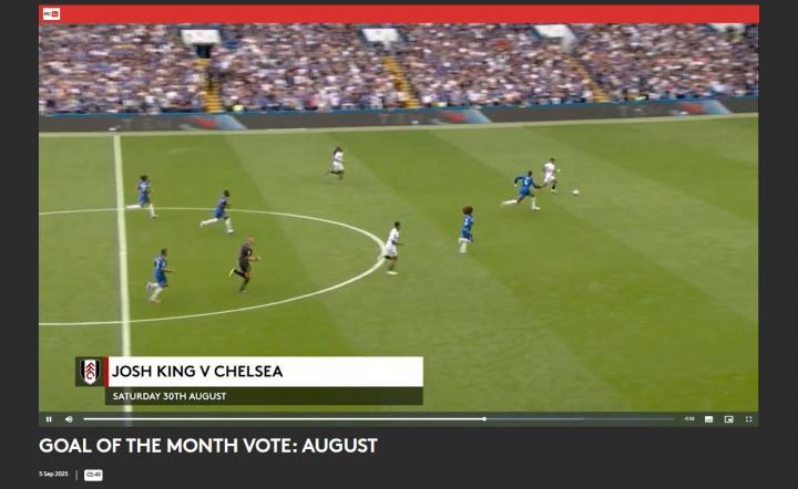 VAR错误介入!富勒姆8月最佳进球候选:对阵切尔西被吹进球在列